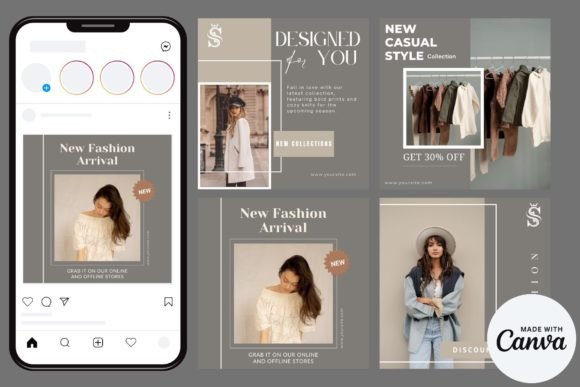 Download 4 Fashion Instagram Feed Templates - Fashion instagram feed Collection