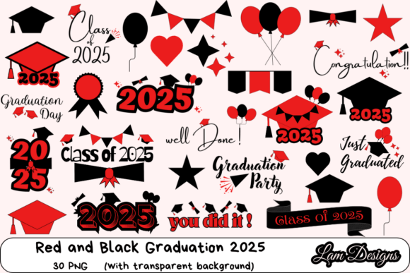 Download Red and Black Graduation 2025 Png - Graduation 2025 Collection